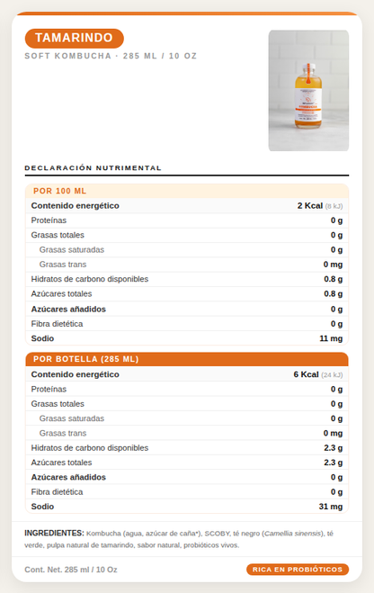 DELICIOSA KOMBUCHA 285 ML. JAMAICA-MARACUYA-JENGIBRE -TAMARINDO