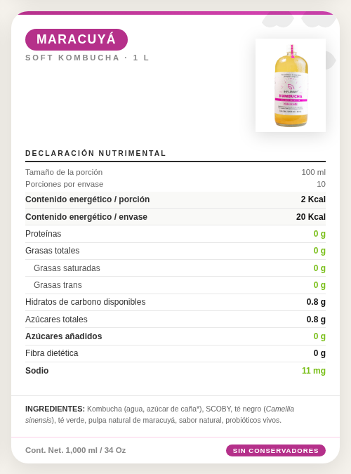 KOMBUCHA BEPLENARY DELICIOSA 1 L