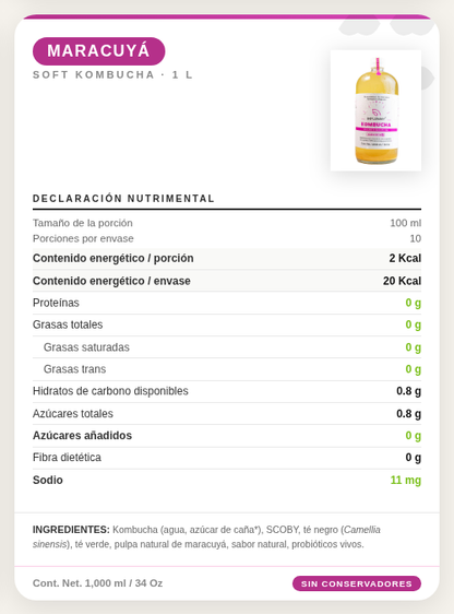 KOMBUCHA BEPLENARY DELICIOSA 1 L